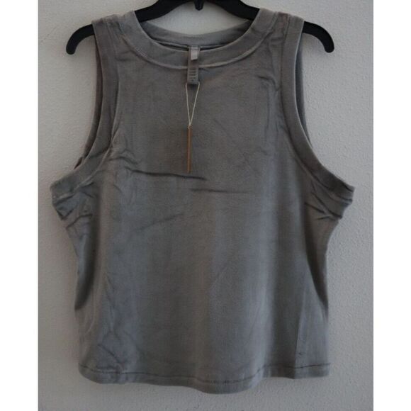 SKIMS AP-TNK-0389 Women’s Sz XL Smoke Gray Velour Crewneck Tank Top $52 - Picture 1 of 9